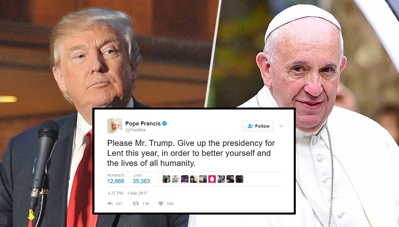 Pope Trump Gives Up Presidency For Lent